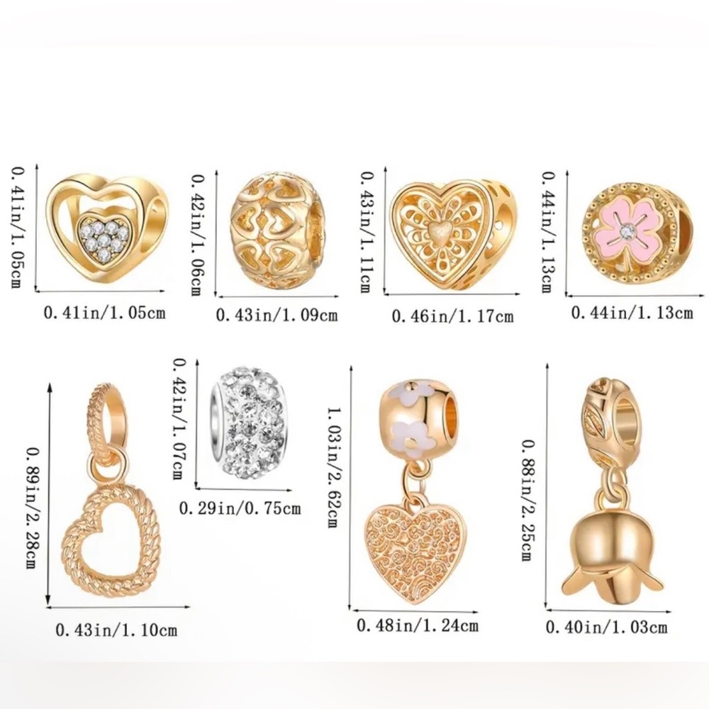 Gold and Silver Heart Charm Set - Picture 10 of 10